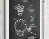 Vintage Basketball Hoop Patent Poster, Basketball Goal, Basketball Coach Gift, Basketball Room Decor, PP0323