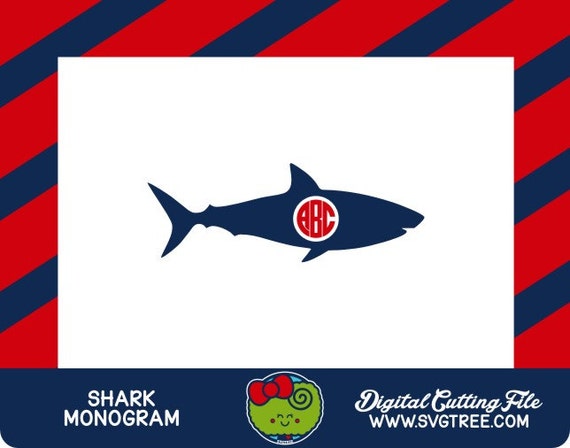 Download Items similar to Shark SVG SVG Monogram Nautical Monogram ...
