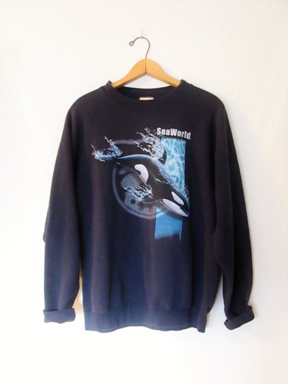 Vintage 1990s Sea World Shamu Killer Whale Sweatshirt Sz L