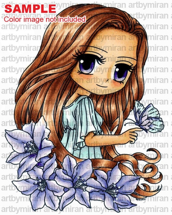 Digital Stamp - Sophia (#277), Digi Stamp, Coloring page, Printable Line art for Card and Craft Supply