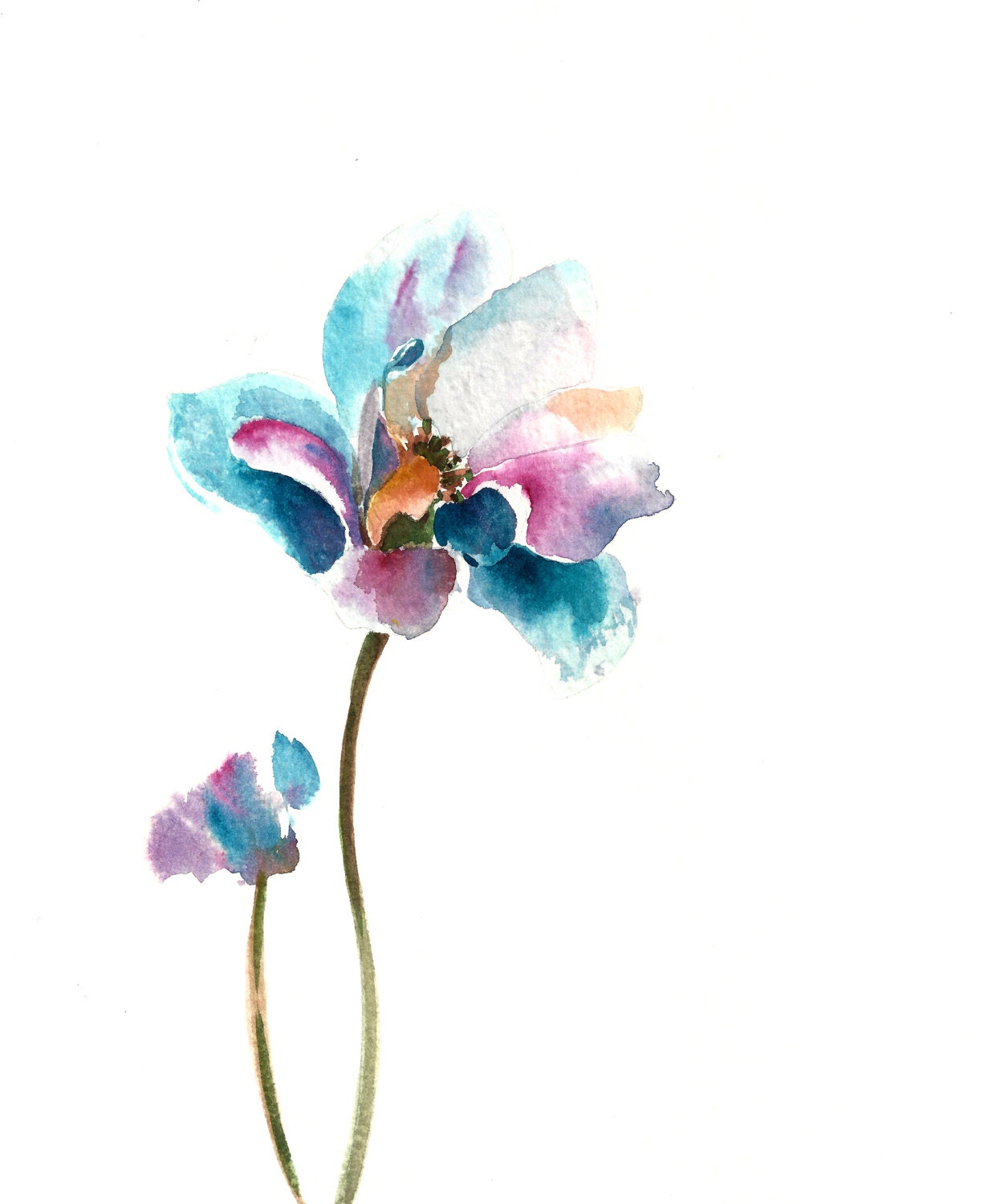 Original Watercolor Minimalist Painting Pink by CanotStop on Etsy