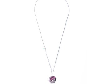 Sautoir dentelle prune - Argent 925