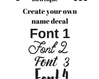 Vinyl Name Decals, Create your own, 1/2 inch and 1 inch options