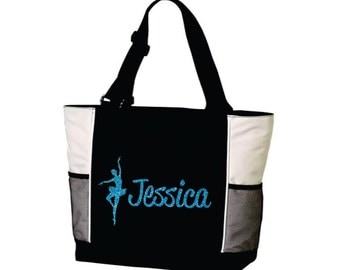 DANCE TOTE with Dancer's Name. Dance Bag. Gymnastics Tote. Gymnastics Bag. Dancer Tote. Dancing Tote. Ballet Tote. Ballet Bag. Custom Tote.