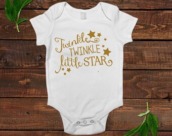 Gold Baby Shirt - Newborn Baby Gift - Twinkle Twinkle Little Star