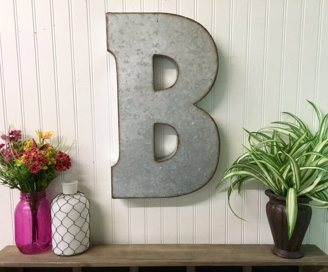 Large Metal Letter B/ Galvanized Letter/ by TheShabbyStore on Etsy