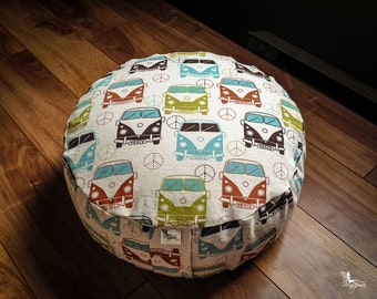 Zafu Pouf Meditation cushion Wanderlust buckwheat washable pillow with lining yoga gear - handmade by Creations Mariposa ZP-W