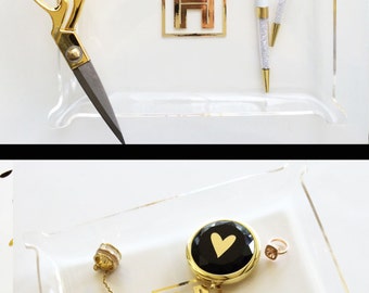 Desk Tray - Gold Desk Organizer - Gold Desk Accessories - Gold Tray - Gold Office Decor (EB3139)