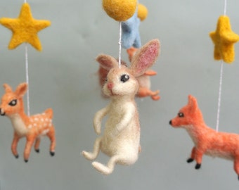 Baby mobile Animal mobile Felt Baby mobile Woodland mobile Forest animal mobile Baby room Newborn gift Nursery decor Childrens room Rustic