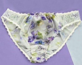 Floral Knicker -- Silk brief -- Silky Panties -- Satin Knickers -- Silk Pantie -- Silk Brief -- Satin Panties