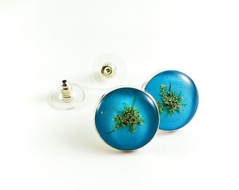 Deep sky blue earrings Light blue jewelry Baby blue Wedding earrings floral Bridesmaid gift Wedding present for her Your stud earrings