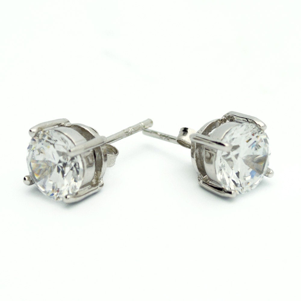 Cubic Zirconia Stud Earrings 925 Sterling by MyrasCollections