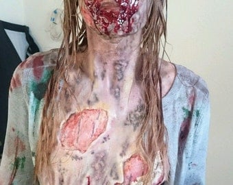 Zombie latex face prosthetic halloween fancy dress