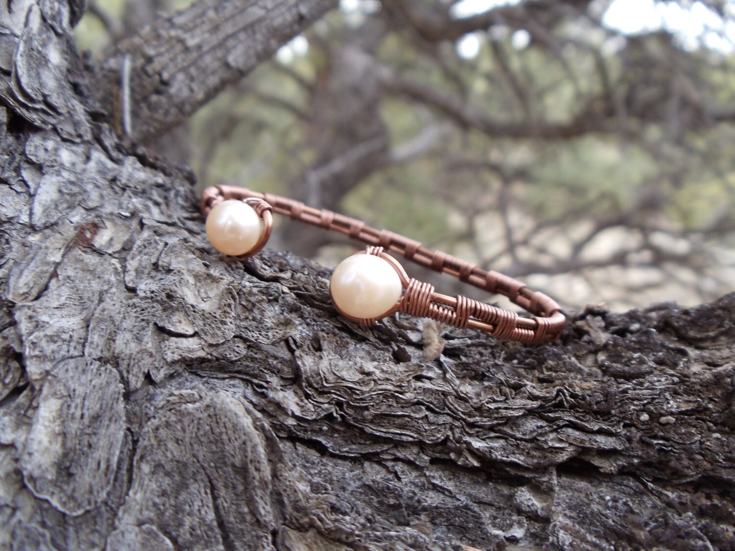 Freshwater Pearl Antique Copper Bracelet by HolisticCreationsCo