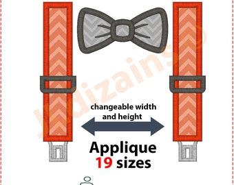 Suspenders Applique Design. Suspenders embroidery design. Embroidery design suspenders. Bow applique. Bow tie. Machine embroidery design.