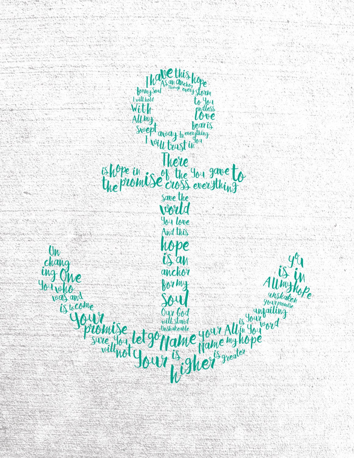 Anchor Print Hillsong Lyrics Nautical Home Decor