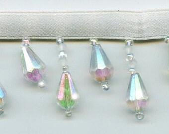 Half Price Iridescent Aurora Borealis Beaded Fringe Trim. Now Only 3.35 a Yard. Over 50 colors available.