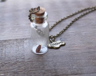 Wish Necklace, Dreams Necklace, Terrarium Necklace, Wishing Wisp Necklace, Good Luck Jewelry, Dandelion Necklace, Wishes Necklace