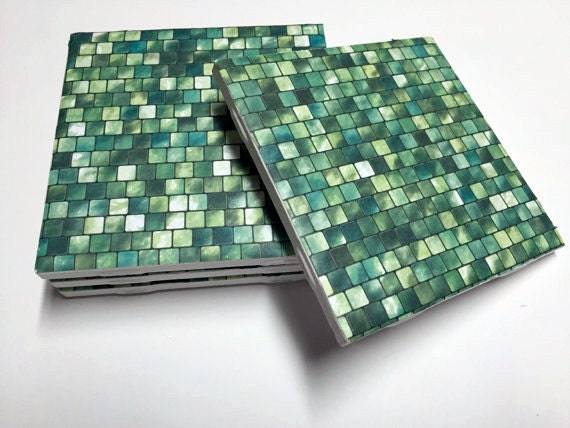 Green Coasters - Drink Coasters - Green Home Decor - Tile Coasters - Ceramic Coasters - Table Coasters On Sale