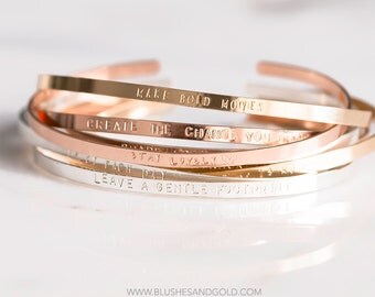 Inspiration Bracelet Cuff, Yoga Jewelry, Cuff With Inspirational Quotes, Stacking Personalized Cuff, Custom Bracelet -3mm