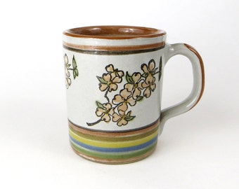 Vintage louisville stoneware mug - dogwood tree mug - vintage handpainted stoneware mug - vintage ceramic mug - korthage florist mug