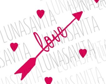 Love Arrow SVG, Love SVG, Valentines SVG, Wedding svg, Cricut designs, silhouette designs, dxf, jpg, png