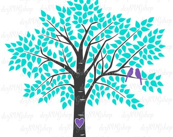 Tree SVG Lovebirds SVG Cut File Wedding Guest by DezSVGShop