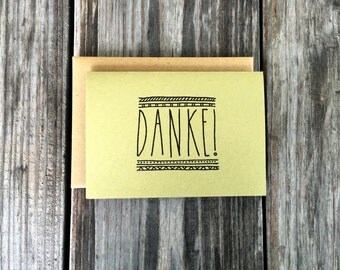 German Thank You Cards, Rustic Danke Thank You Cards, Handmade Thank You Cards