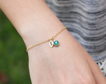 BIRTHSTONE BRACELET personalized initial mothers jewelry charm birthstone bracelet mom grandmother bridesmaid jewelry birth stone/ 221