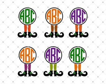 Halloween Witch Legs Monogram Frame SVG cut files, Halloween svg, Witch Legs svg cut files for Cricut, Cut files for Silhouette, svg files
