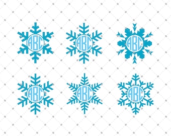Christmas Snowflake SVG Cut Files, Snowflake SVG, Christmas Snowflakes Monogram Frame SVG Cut Files for Cricut and Silhouette, svg files
