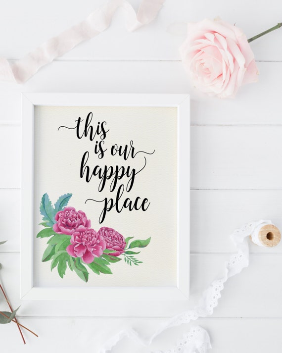shabby chic wall decor printable quote this is our happy place