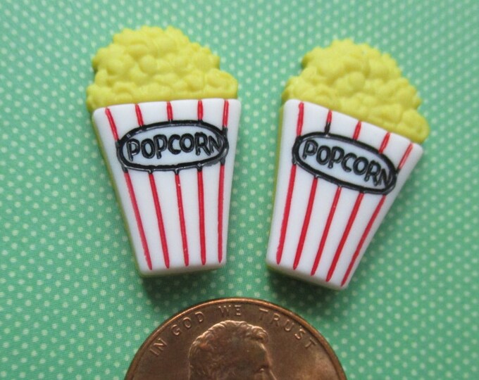 Popcorn studs-Food earrings-Theater-popcorn earrings-movie popcorn-teen-Tween-novelty post-Food jewelry-clip on earrings-kids-miniature food
