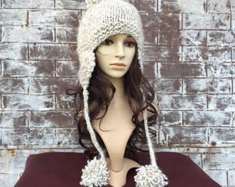 WOOL TRAPPER HAT, Womens Wool Bomber Hat, Choose Your Color Hat, Winter White Hat, White Wool Hat,