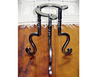 Hand forged iron drinking horn table stand, blacksmith made wrought steel tripod, beer holder, viking display, gift (ONLY STAND, no horn)