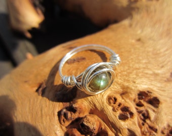 Gemstone Ring, Variety of Healing Stones, Wire Wrapped Ring, Chakra Ring, Crystal Ring, Unique Ring, Silver Wrap, Gifts for Her