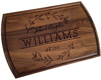 Custom Cutting Board, personalized cutting Board with Juice groove ,Wedding Monogram, kitchen sign (164)