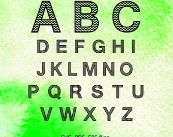 Chevron Letters cutting files, chevron Alphabet svg files,pdf, eps vector files for silhouette, font for cricut, monogram svg, initials A-Z