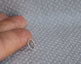 Fine Silver Nose Ring. Tiny Nose Ring. Little Hoop. Simple Tiny Hoop. 24 Gauge to 18 Gauge. From 5 to 10 mm Inner Diameter. Snug Fit Hoop.