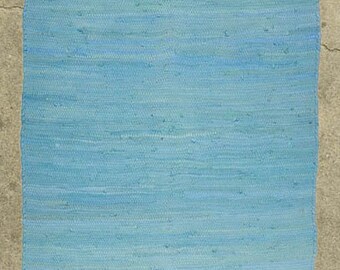 Handwoven Cotton Rag Rug in Shades of Blue