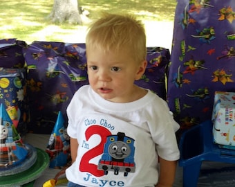 Boys Birthday Train Shirt,Thomas The Train Birthday Shirt,Baby Boys Thomas Train Birthday Shirt,Choo Choo Look Who's 2 Birthday Shirt