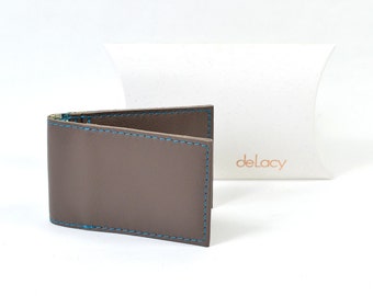 Light Brown Leather Bi Folding Card Wallet Handmade With Liberty Of London Lining
