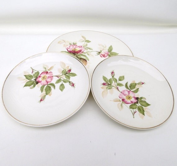 Vintage Dessert Plates Small Rose Plates Cake by WhimzyThyme