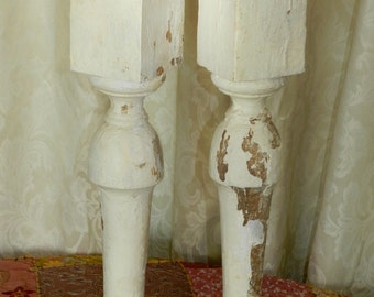 Set of 2 ARCHITECTURAL SALVAGE- Wood Turnings Candle Holders