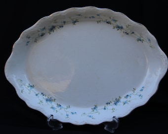 Antique Buffalo Pottery, Oval Platter, Forget-me-not Pattern