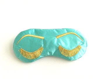 Breakfast at Tiffany's sleep mask AQUA and METALLIC GOLD