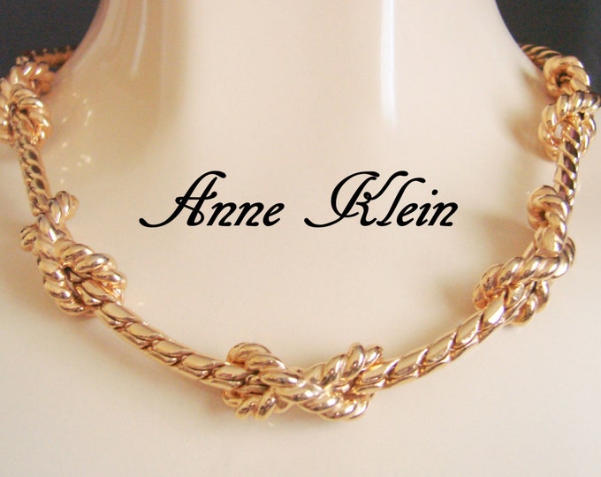 Vintage Anne Klein Statement Necklace / Designer Signed / Goldtone / Jewelry / Jewellery