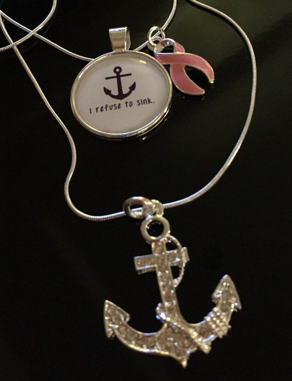 I Refuse to Sink Anchor Necklace Pink by RockYourCauseJewelry
