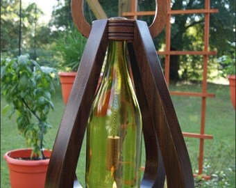 Wine, Wine Bottle, Bar Decor, Table Centerpiece, Lighting, Outdoor Lighting, Hanging Lantern, Unique Wine Gifts, 5 Year Anniversary, Wood