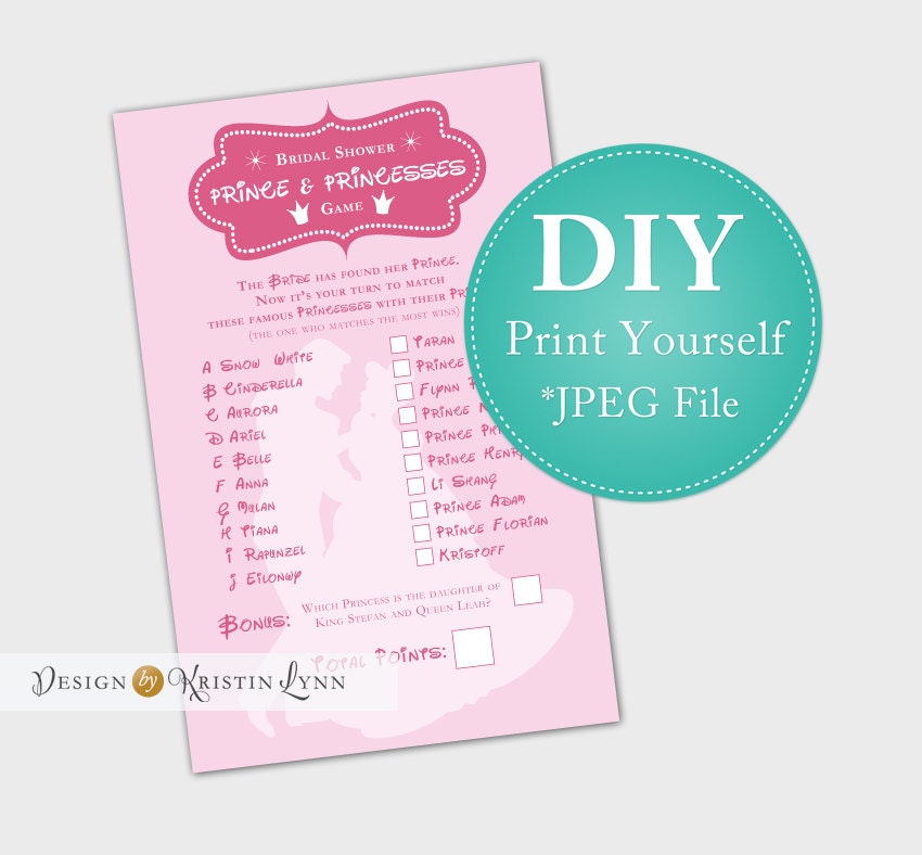 Disney Bridal Shower Game Print Yourself